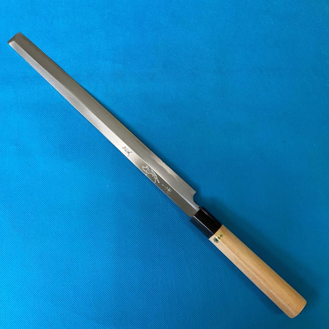 Japanese Tako-hiki Sashimi Knife, Forged Aoko Blue Steel, Buffalo Horn, 300mm