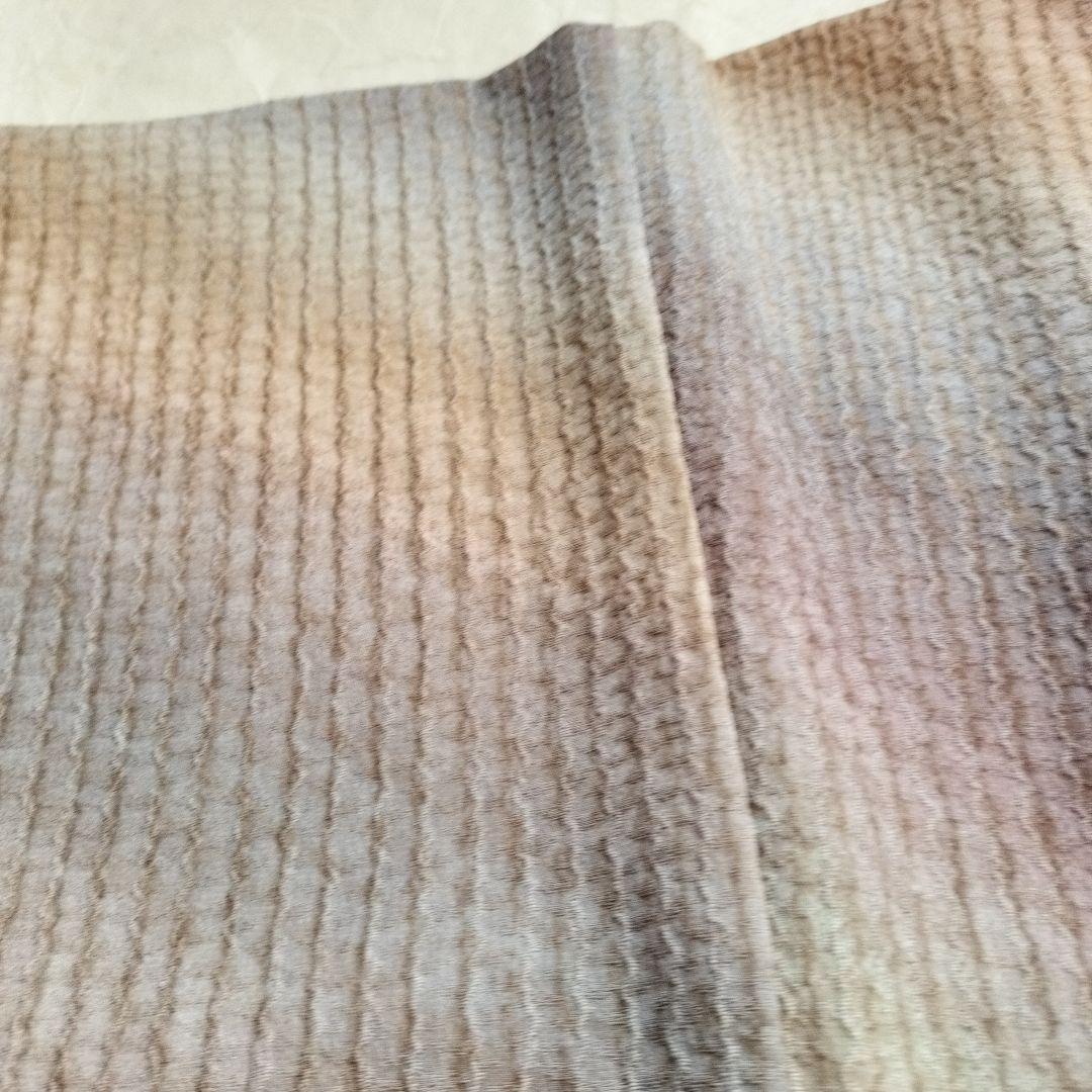 Japanese Silk Awase Kimono, All-Over Shibori Tie-Dye, Vertical Shibori Pattern