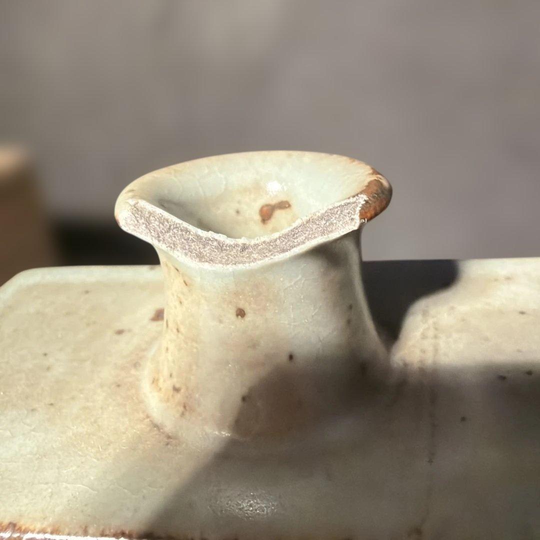 Tatsuzo Shimaoka Square Vase Zogan Inlay Akae Floral Design Living National Treasure Mashiko