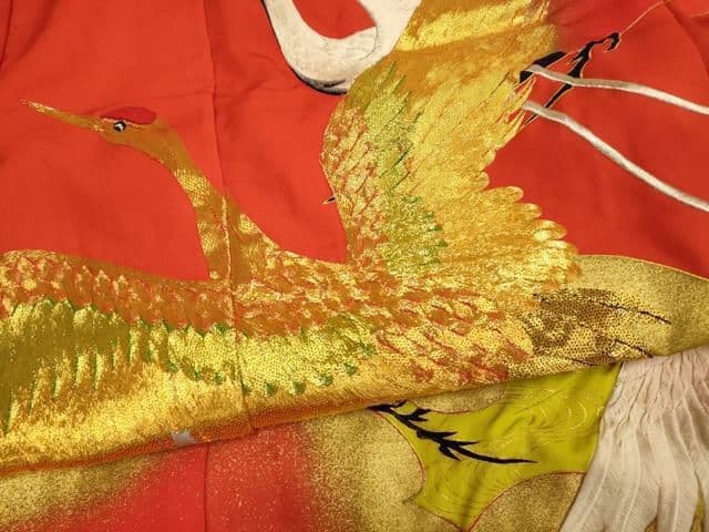 Iro Uchikake Silk Wedding Kimono Koma Embroidery Crane Pine Bamboo Plum Gold Silver
