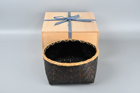 Tochikuen-sai Bamboo Flower Basket Signed with Tomobako Kyoto Nitten Artist