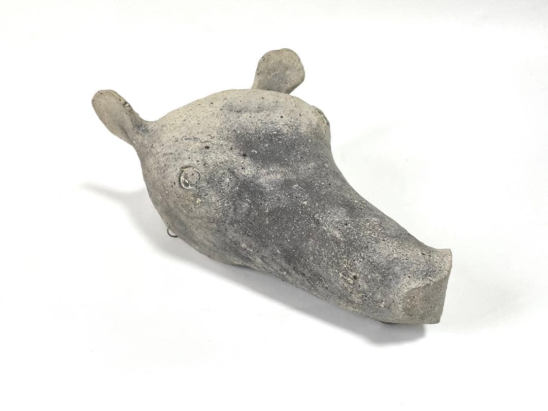 Ken Mihara Stoneware Beast-Head Wall-Hanging Flower Vase, Signed Solo Exhibition Work