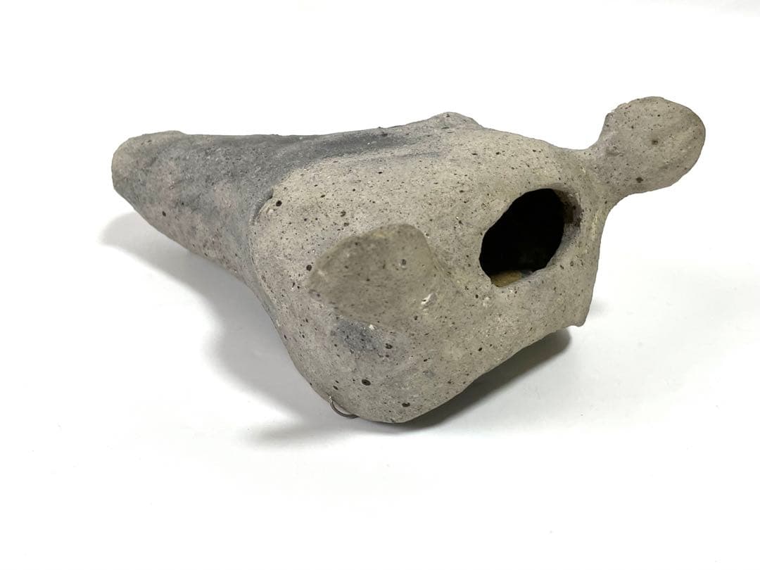 Ken Mihara Stoneware Beast-Head Wall-Hanging Flower Vase, Signed Solo Exhibition Work