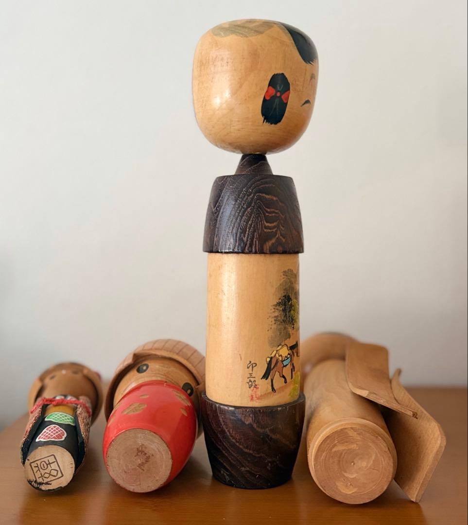 Set of 4 Vintage Creative Kokeshi Dolls by Sogen, Okamoto Usaburo and Others