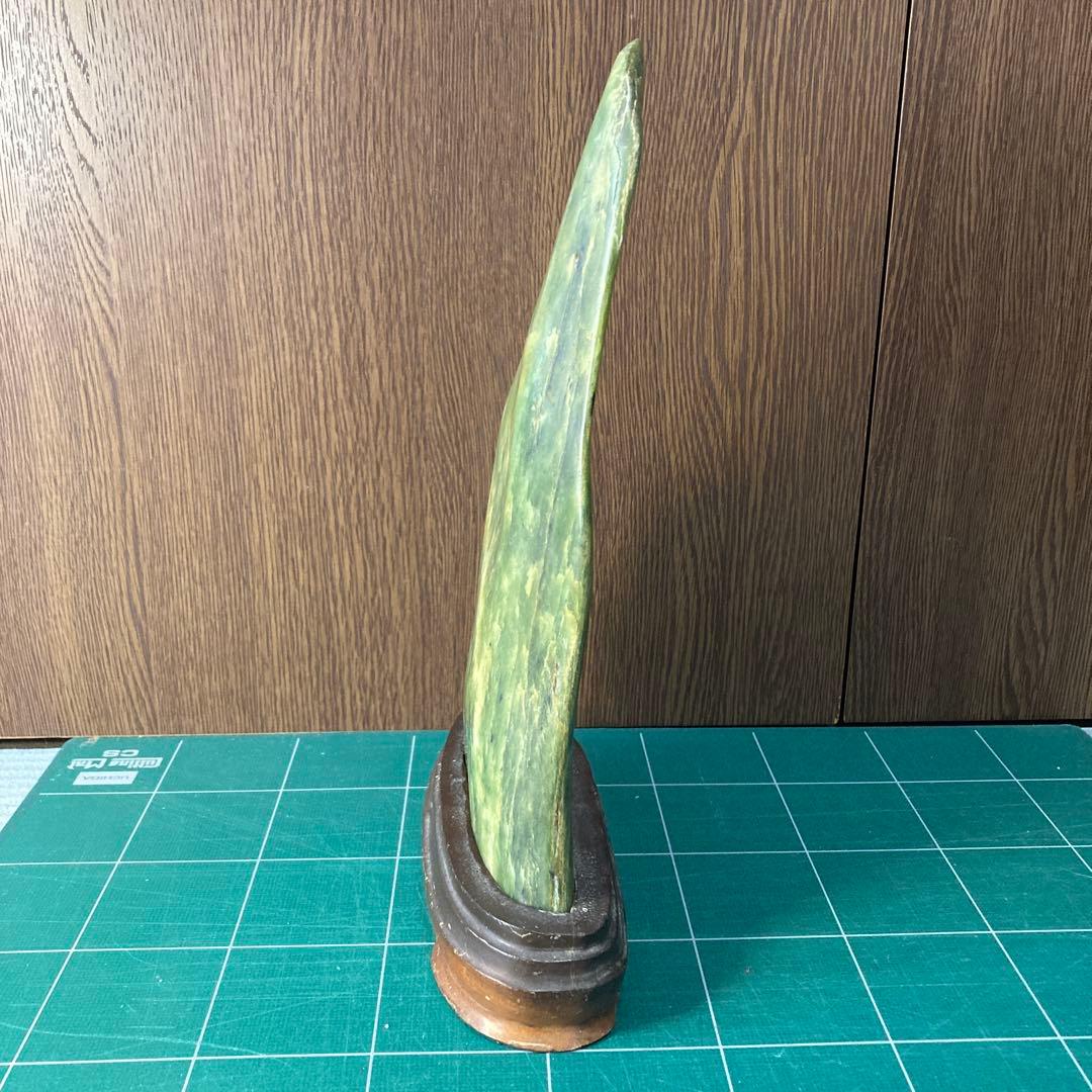 Taiwan Jade Suiseki Viewing Stone Green with Stand Height 24 cm