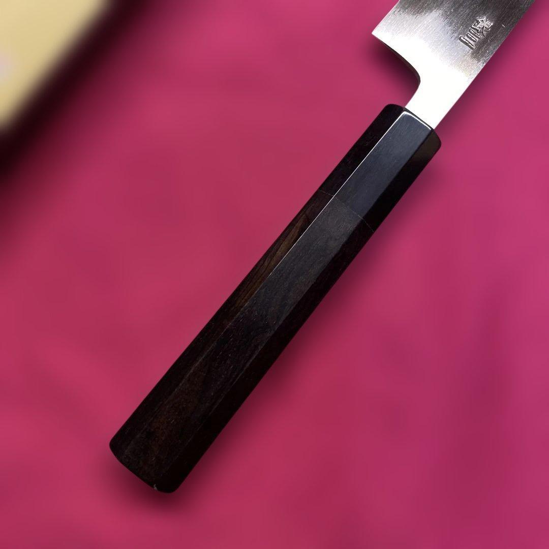 Ginsan Steel Petty Knife Double-Bevel with Ebony Octagonal Handle 150mm