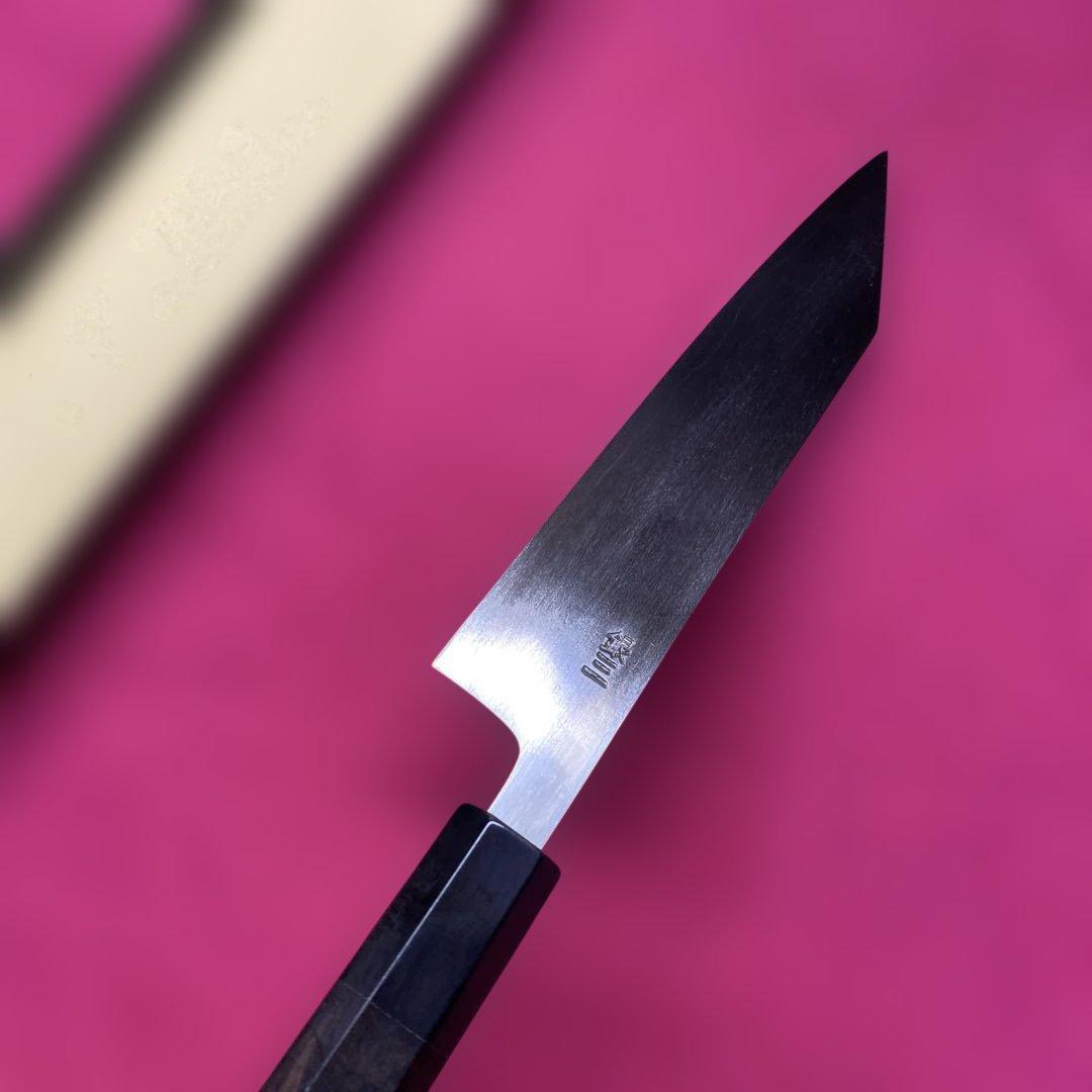 Ginsan Steel Petty Knife Double-Bevel with Ebony Octagonal Handle 150mm