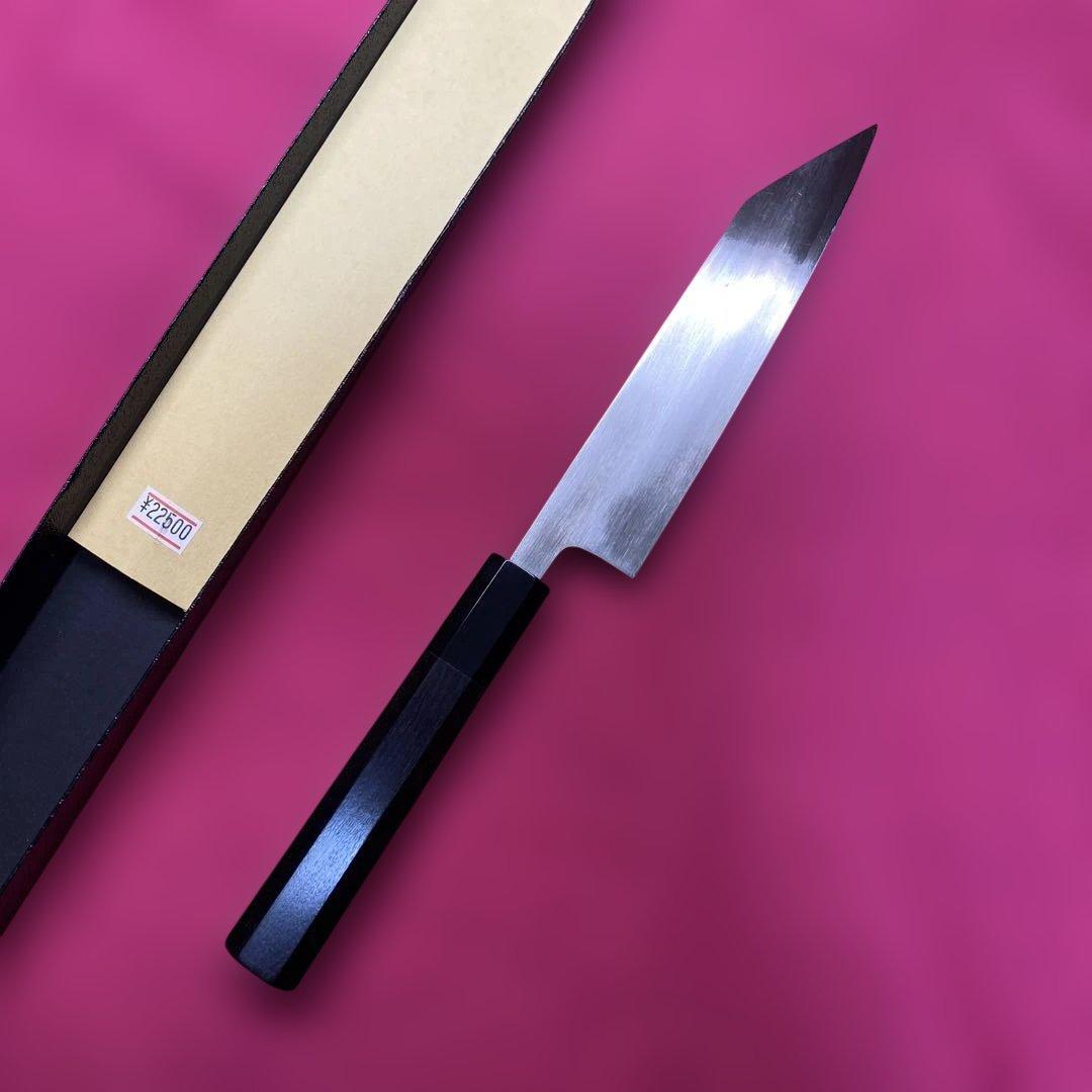 Ginsan Steel Petty Knife Double-Bevel with Ebony Octagonal Handle 150mm