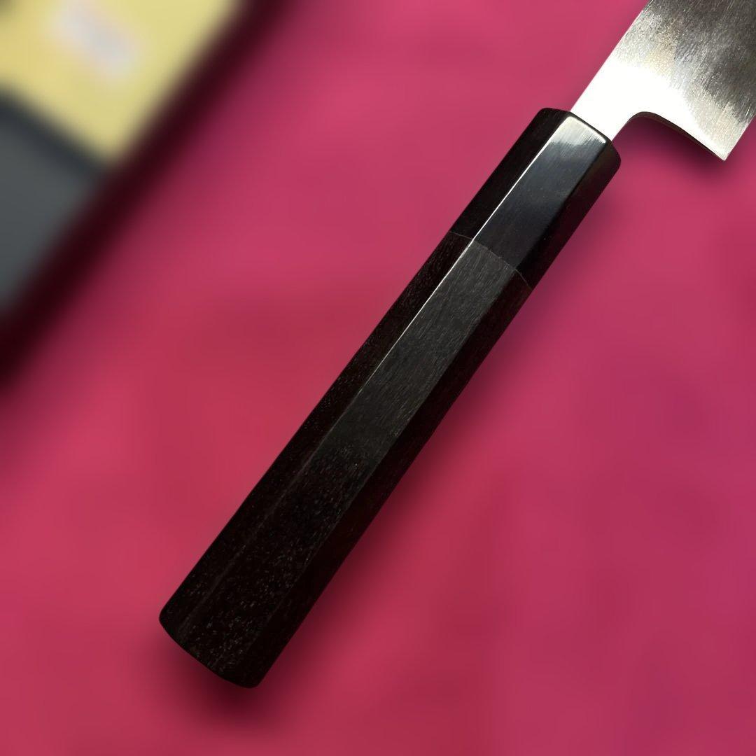 Ginsan Steel Petty Knife Double-Bevel with Ebony Octagonal Handle 150mm