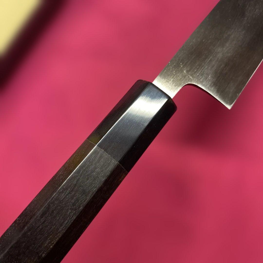 Ginsan Steel Petty Knife Double-Bevel with Ebony Octagonal Handle 150mm
