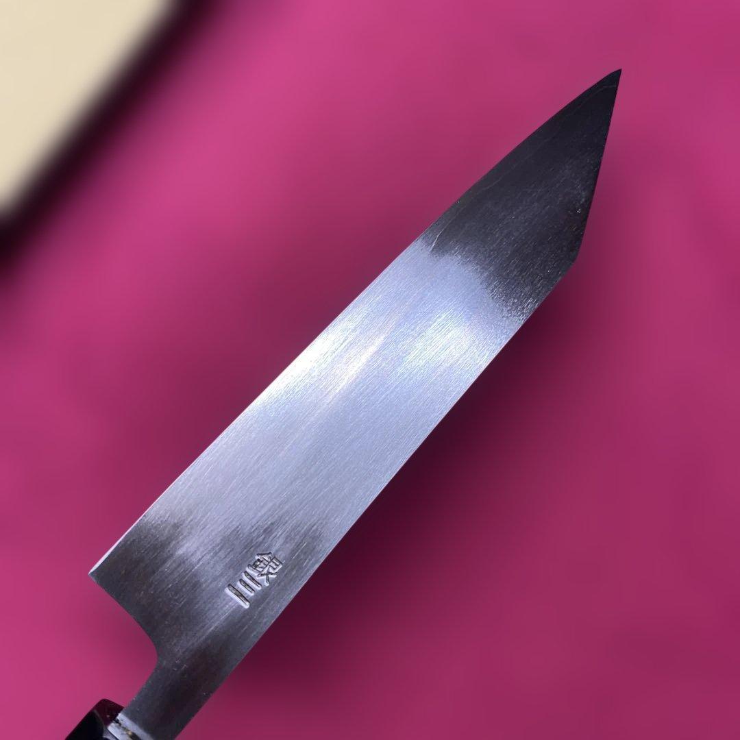 Ginsan Steel Petty Knife Double-Bevel with Ebony Octagonal Handle 150mm