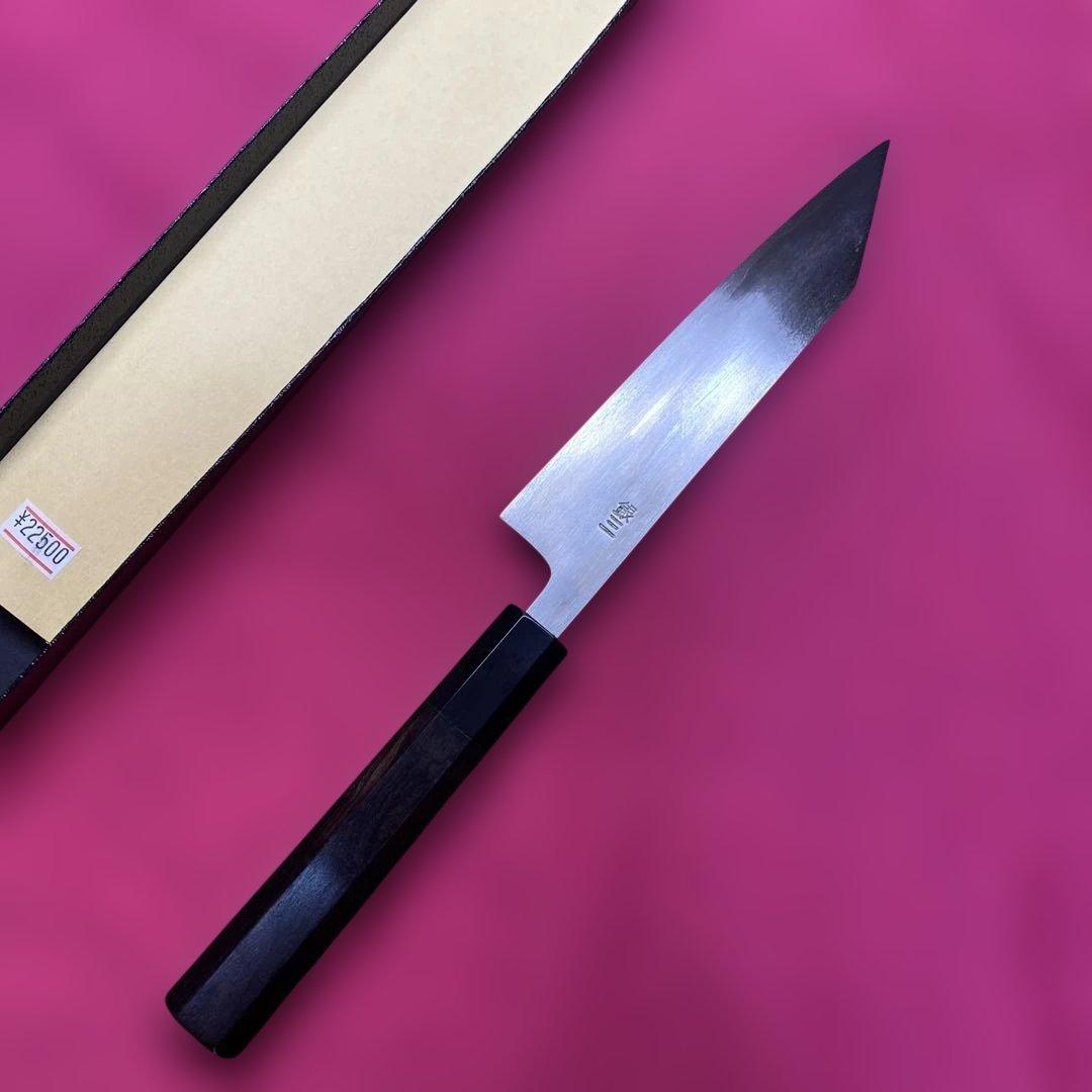 Ginsan Steel Petty Knife Double-Bevel with Ebony Octagonal Handle 150mm