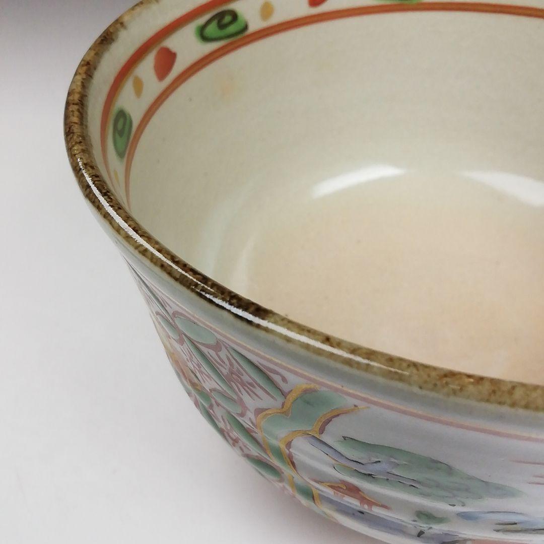 Hashimoto Eiho Matcha Tea Bowl Akae Sansui Landscape with Signed Wooden Box