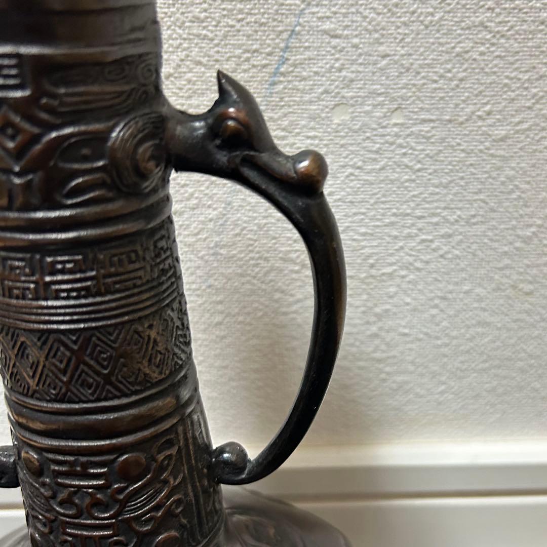 Cast Bronze Flower Vase with Zodiac Roundels and Ears by Kanamori Shoei, with Tomobako