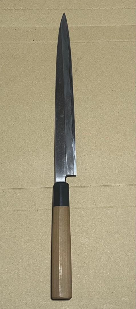 Fugu-biki Yanagiba Sashimi Knife Aoni Blue Steel 27 cm Blade with Box (purchased at Tsubaya)