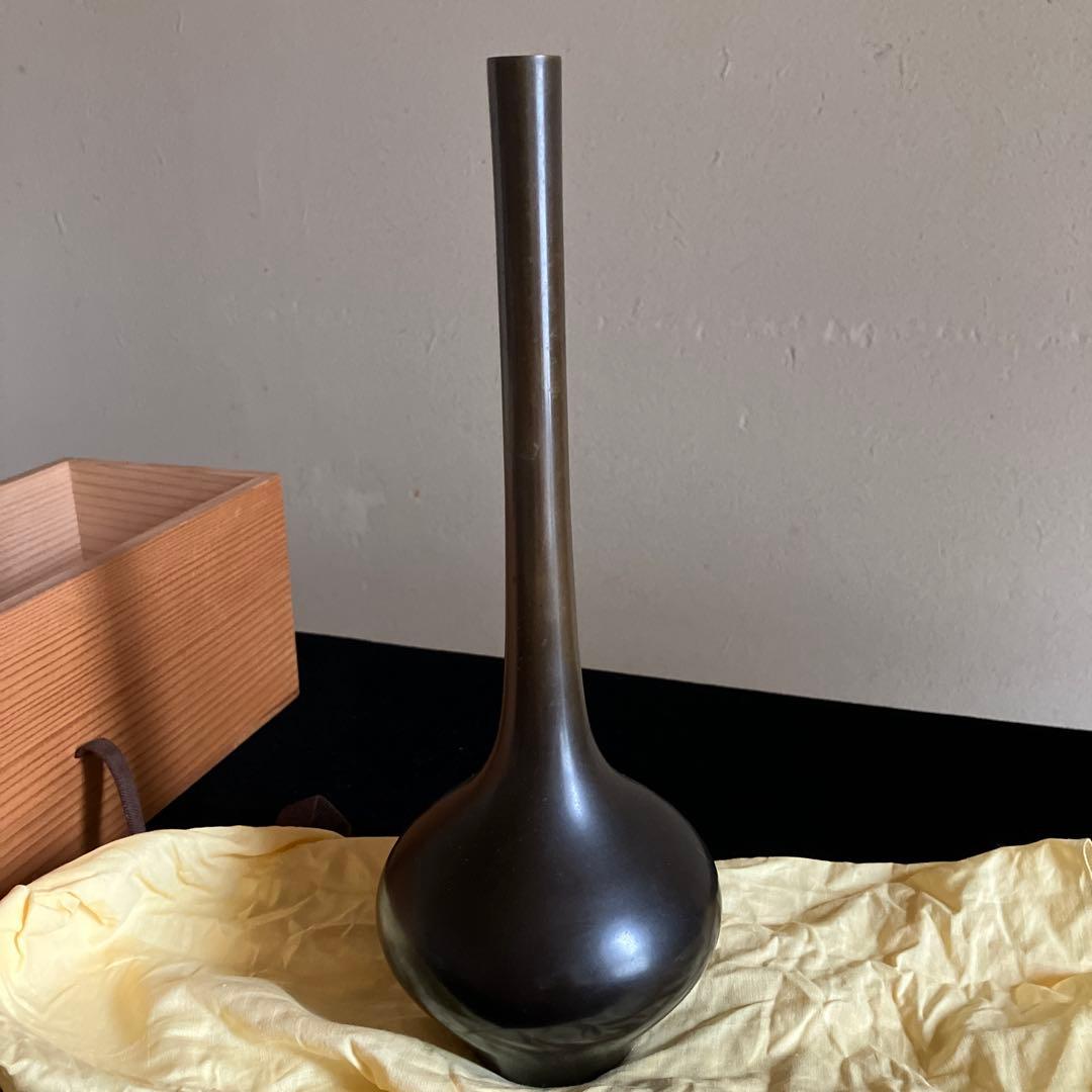 Ichinose Sochin Shimokabura Flower Vase Hanaire Copper with Tomobako