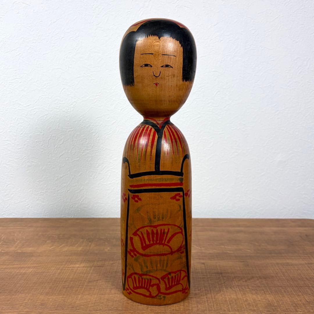 Ogura Kyutaro Traditional Kokeshi Doll, Kijiyama Style, Akita, Height 33 cm