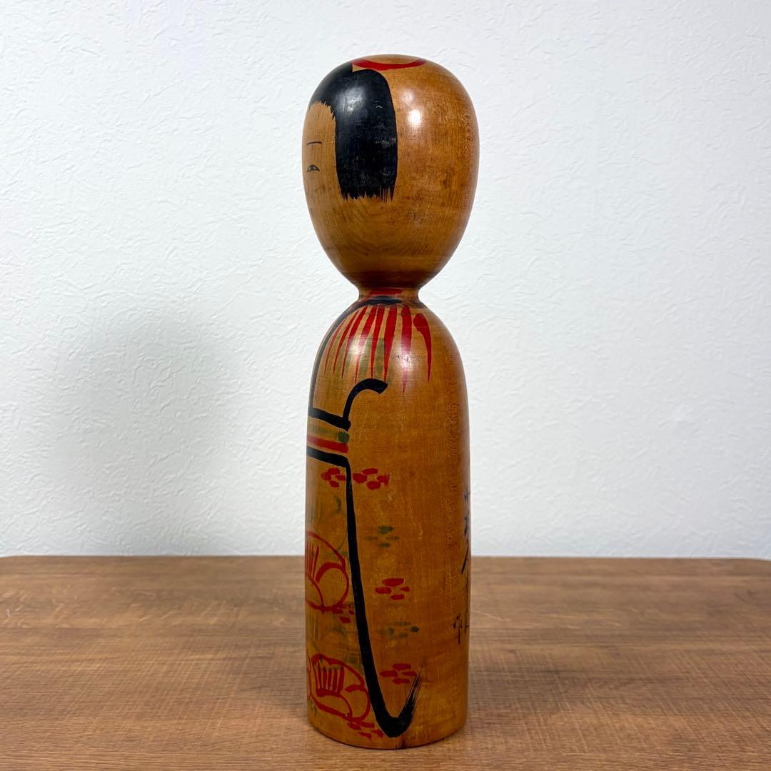 Ogura Kyutaro Traditional Kokeshi Doll, Kijiyama Style, Akita, Height 33 cm