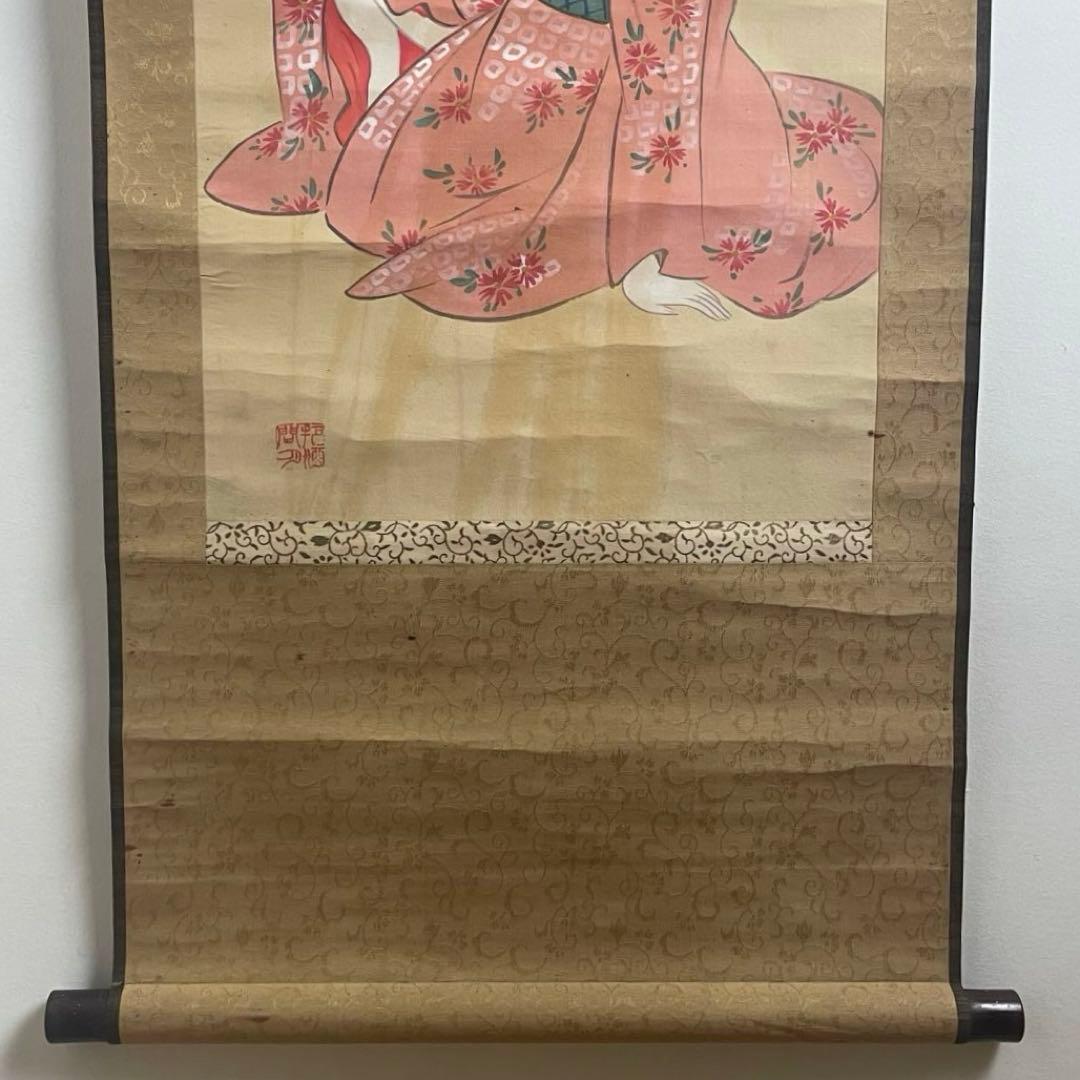 Hosen Hanging Scroll Kaga no Chiyojo Morning Glory Bijinga Beauty Painting