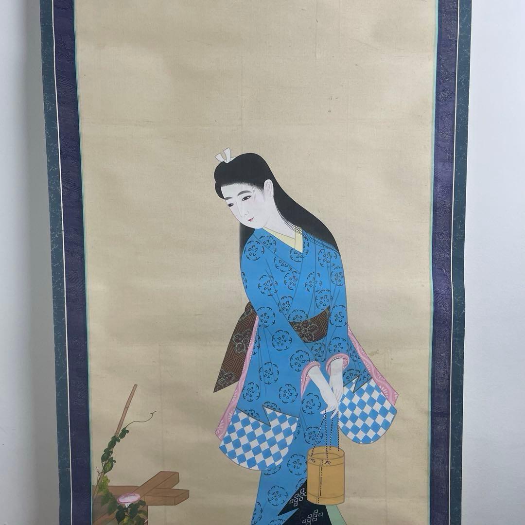 Hosen Hanging Scroll Kaga no Chiyojo Morning Glory Bijinga Beauty Painting