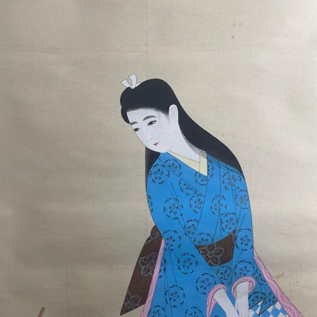 Hosen Hanging Scroll Kaga no Chiyojo Morning Glory Bijinga Beauty Painting