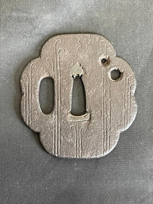 Edo Period Iron Tsuba Small Sword Guard Japanese Katana Fitting