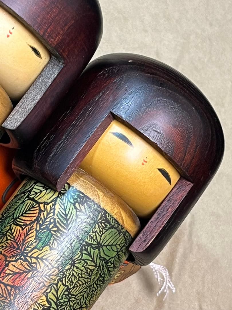 Usaburo Kokeshi Wooden Dolls Set of 2 Okappa Agriculture Minister Award