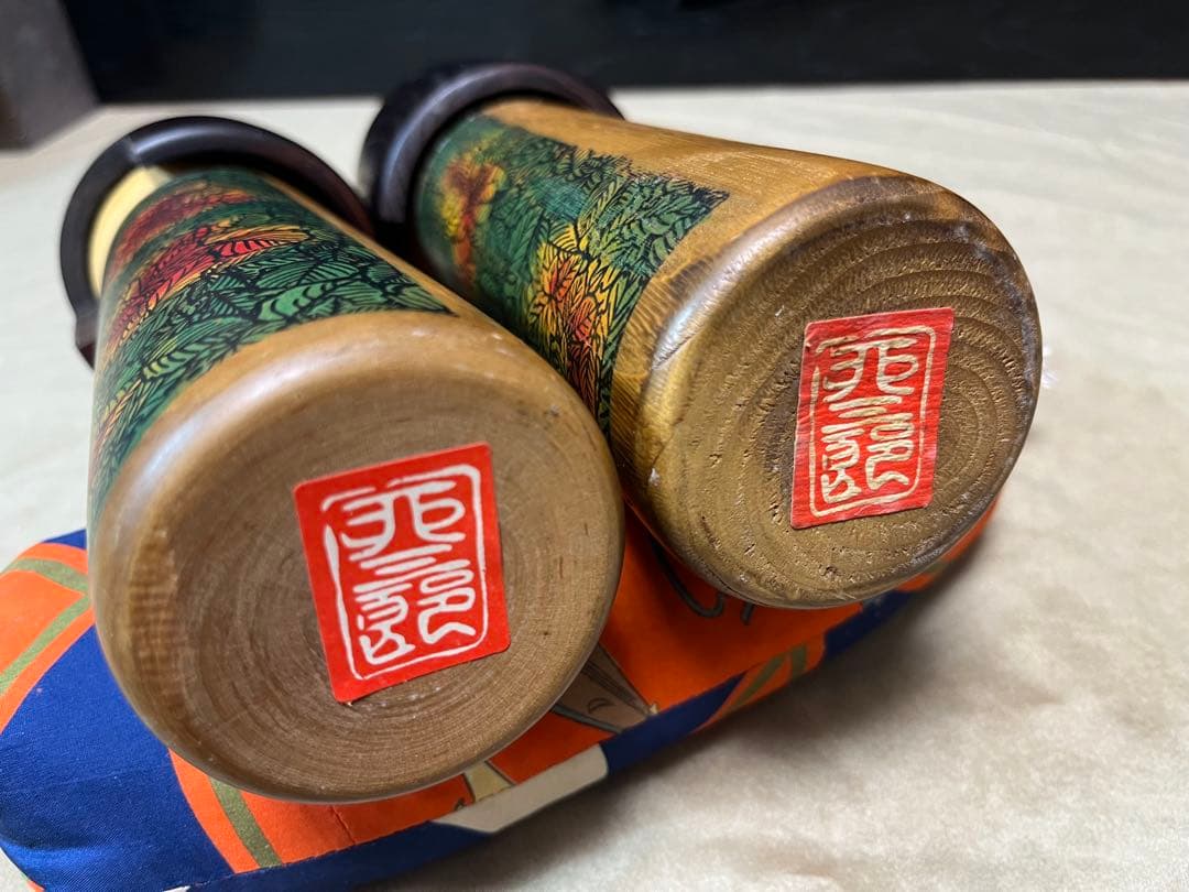 Usaburo Kokeshi Wooden Dolls Set of 2 Okappa Agriculture Minister Award