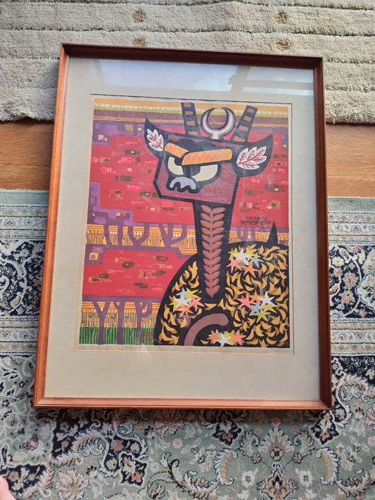 Toshiro Hyodo Woodblock Print Ushi-oni Series No.4 Edition 13/52 Framed 1980