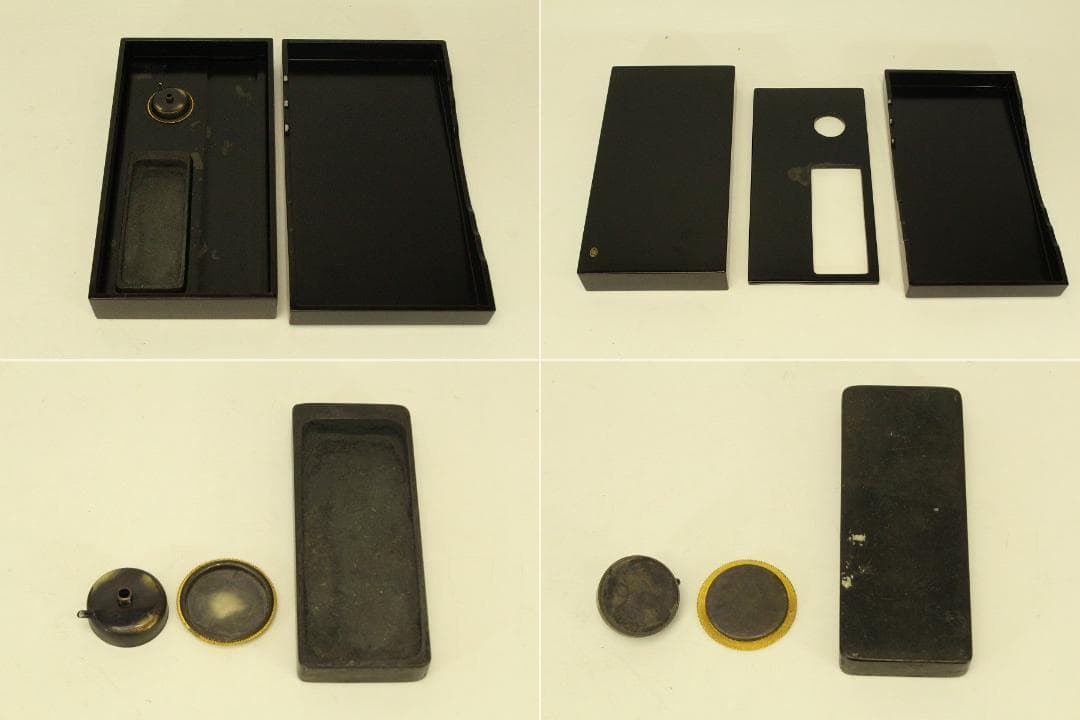 Japanese Maki-e Lacquer Suzuri-bako Writing Box and Inkstones Set 13.5 cm x 24.8 cm