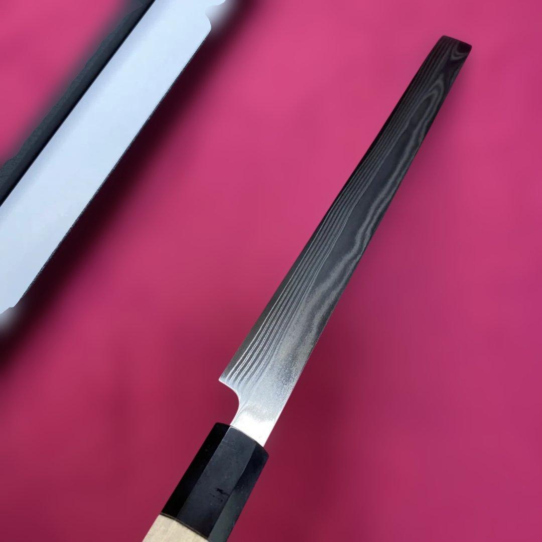 AUS-10 High Carbon Stainless Takohiki Knife Suminagashi Damascus Double-Edged 270mm