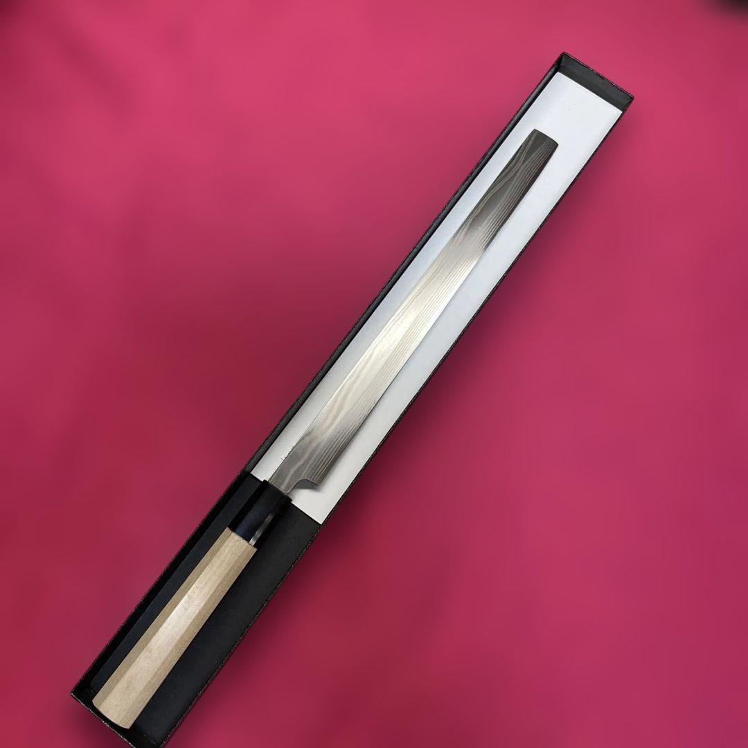 AUS-10 High Carbon Stainless Takohiki Knife Suminagashi Damascus Double-Edged 270mm