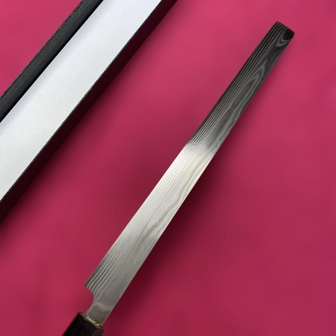 AUS-10 High Carbon Stainless Takohiki Knife Suminagashi Damascus Double-Edged 270mm