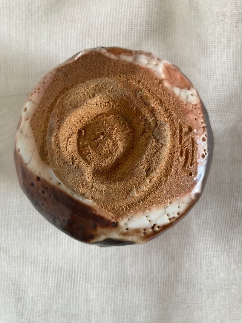 Kido Sadaaki Hafuri Shino Yunomi Teacup, Anagama Wood-Fired Shigaraki Ware