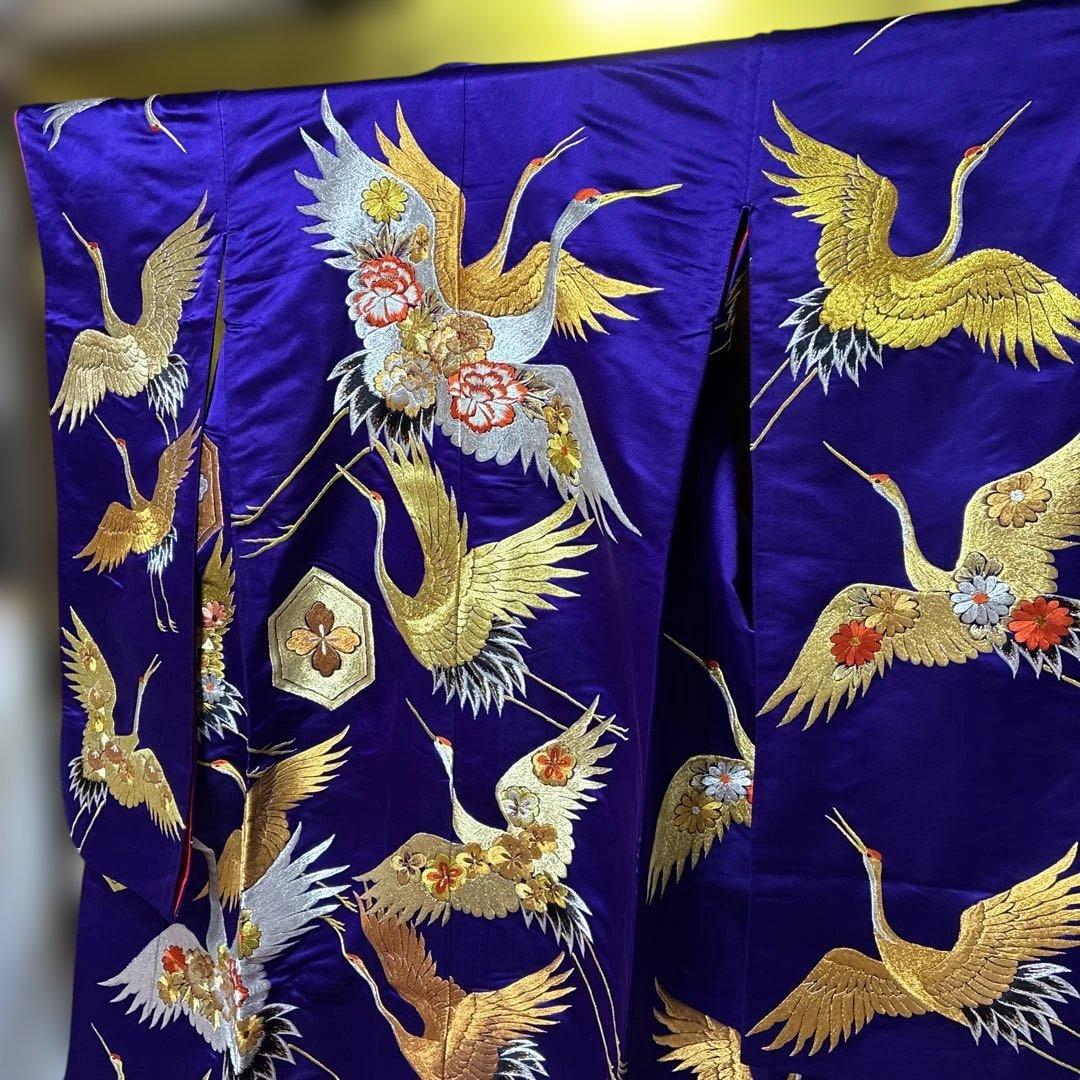 Uchikake Wedding Kimono Formal Robe Silk Donsu Embroidered Purple