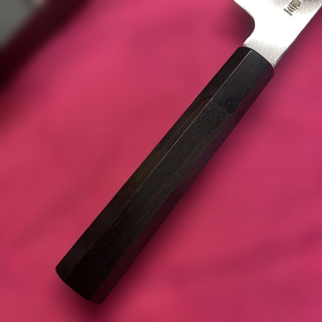 Ginsan Steel Kenmuki Mukimono Knife Single-Bevel Ebony Octagonal Handle 210mm