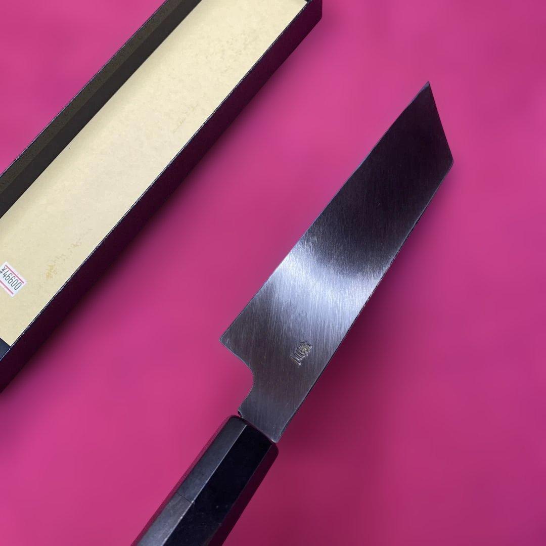 Ginsan Steel Kenmuki Mukimono Knife Single-Bevel Ebony Octagonal Handle 210mm