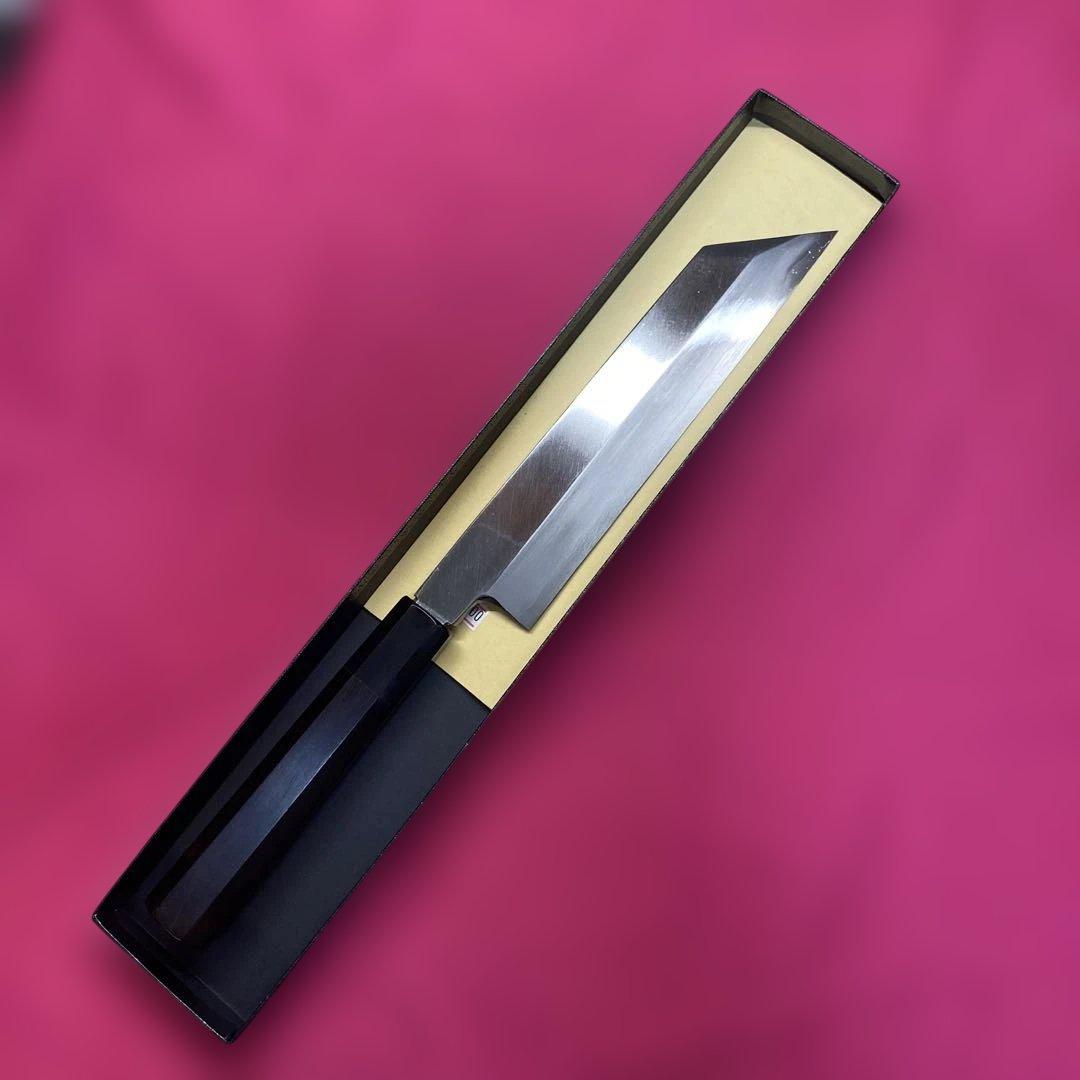 Ginsan Steel Kenmuki Mukimono Knife Single-Bevel Ebony Octagonal Handle 210mm