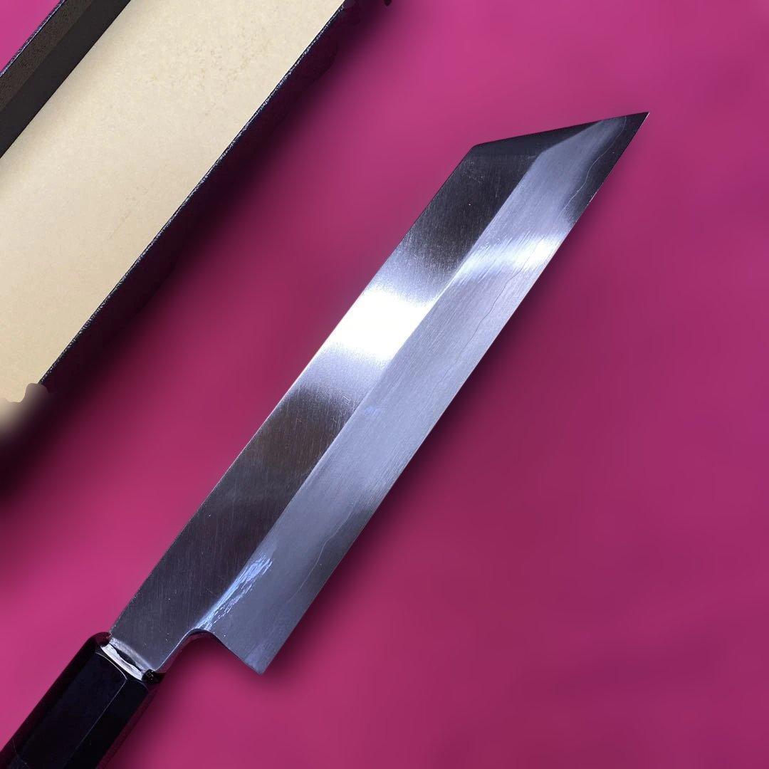Ginsan Steel Kenmuki Mukimono Knife Single-Bevel Ebony Octagonal Handle 210mm