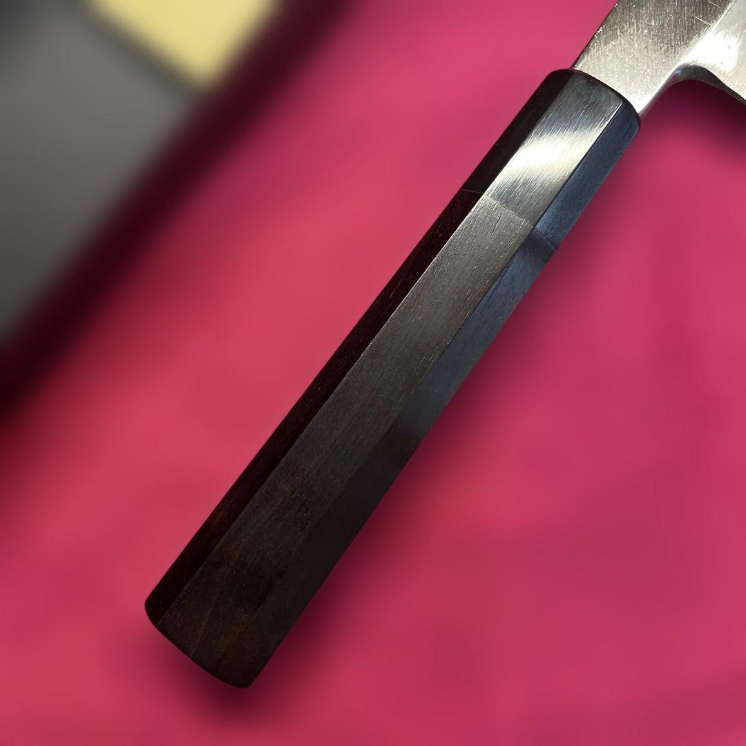Ginsan Steel Kenmuki Mukimono Knife Single-Bevel Ebony Octagonal Handle 210mm