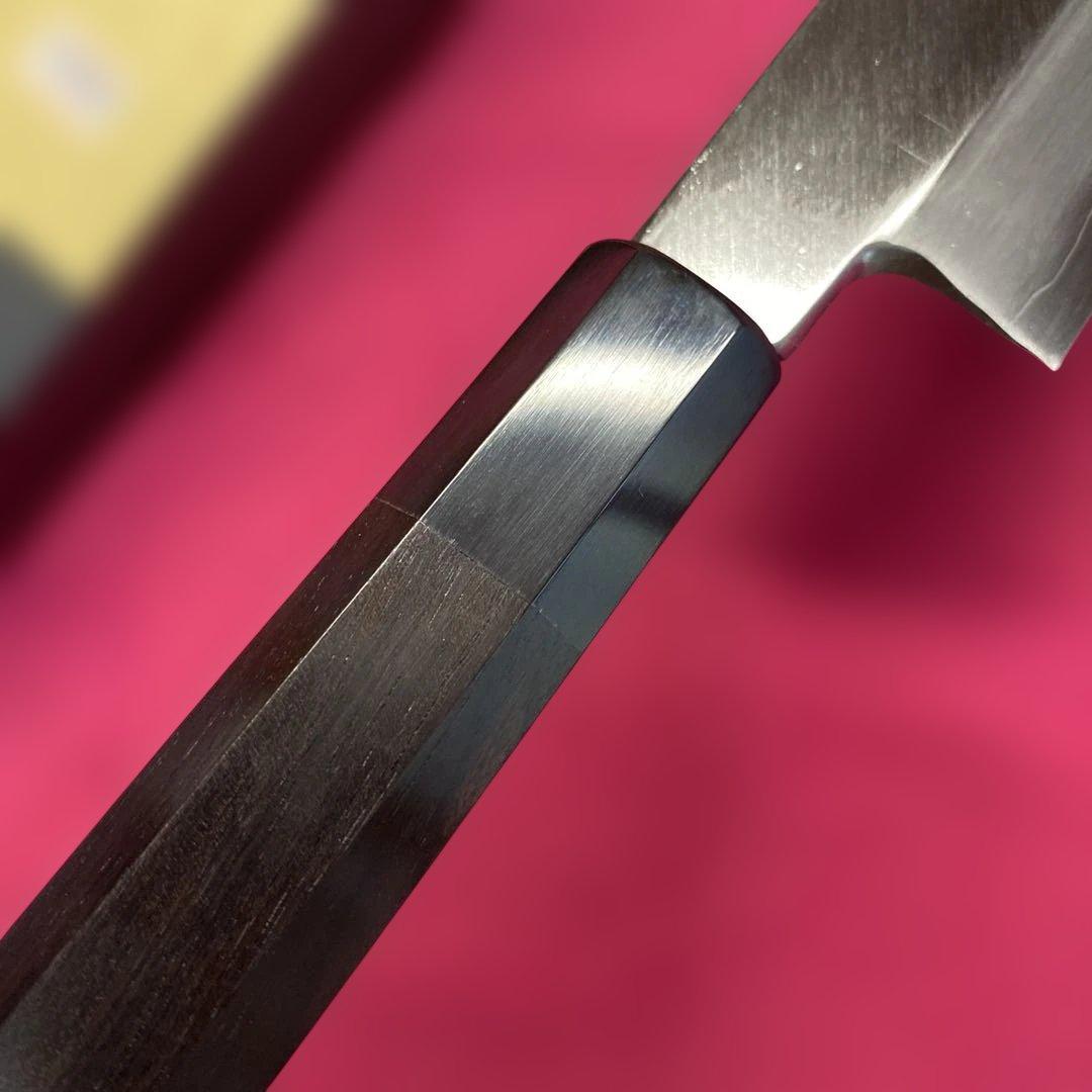 Ginsan Steel Kenmuki Mukimono Knife Single-Bevel Ebony Octagonal Handle 210mm