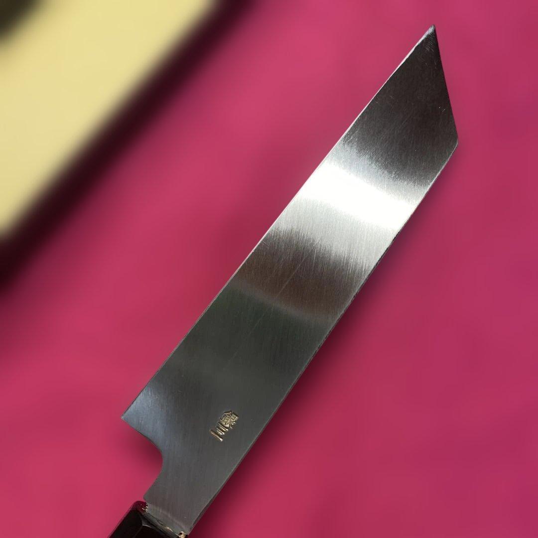 Ginsan Steel Kenmuki Mukimono Knife Single-Bevel Ebony Octagonal Handle 210mm