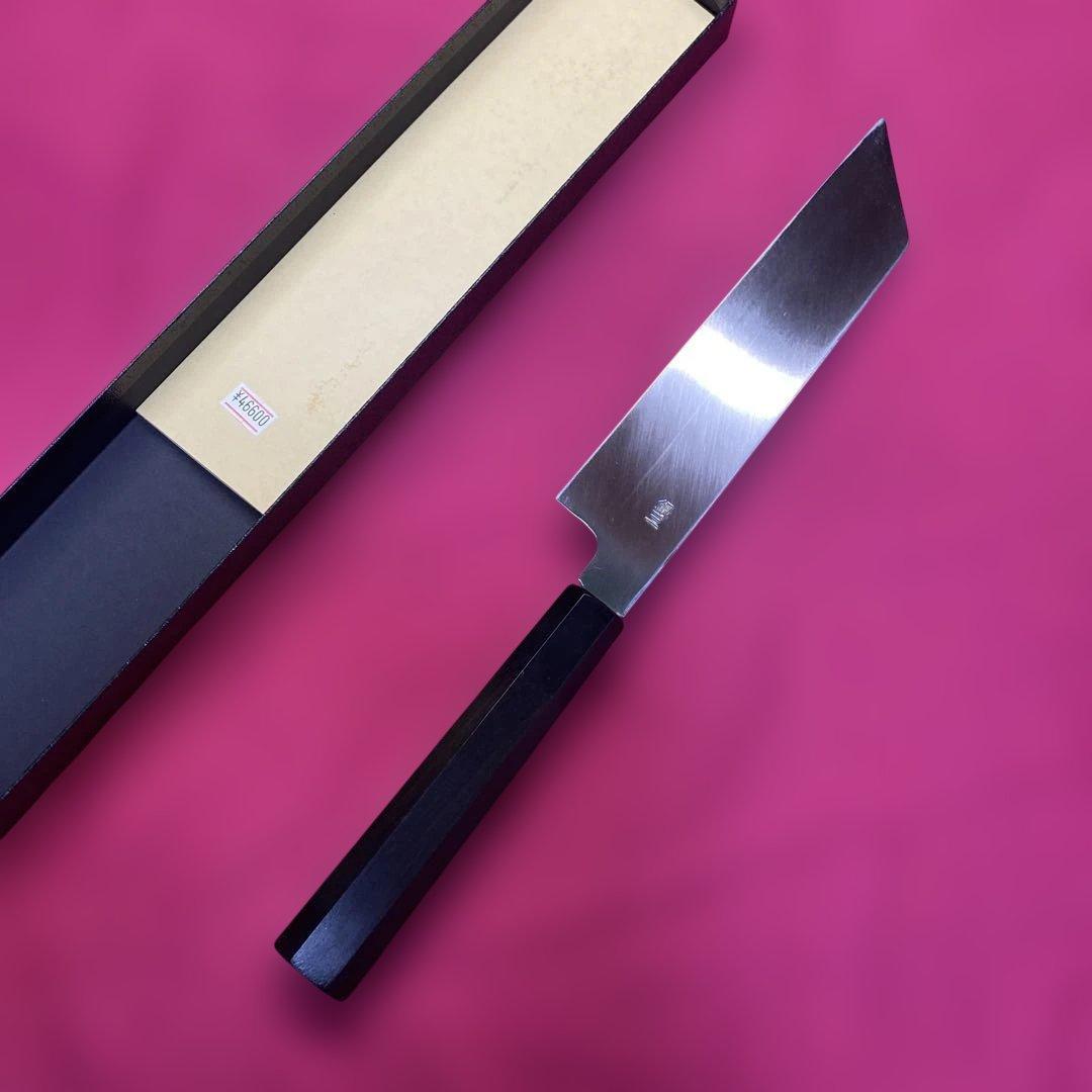 Ginsan Steel Kenmuki Mukimono Knife Single-Bevel Ebony Octagonal Handle 210mm