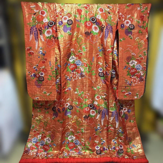 Uchikake Iro-uchikake Wedding Kimono Nishijin-ori Pure Silk Flower Cart