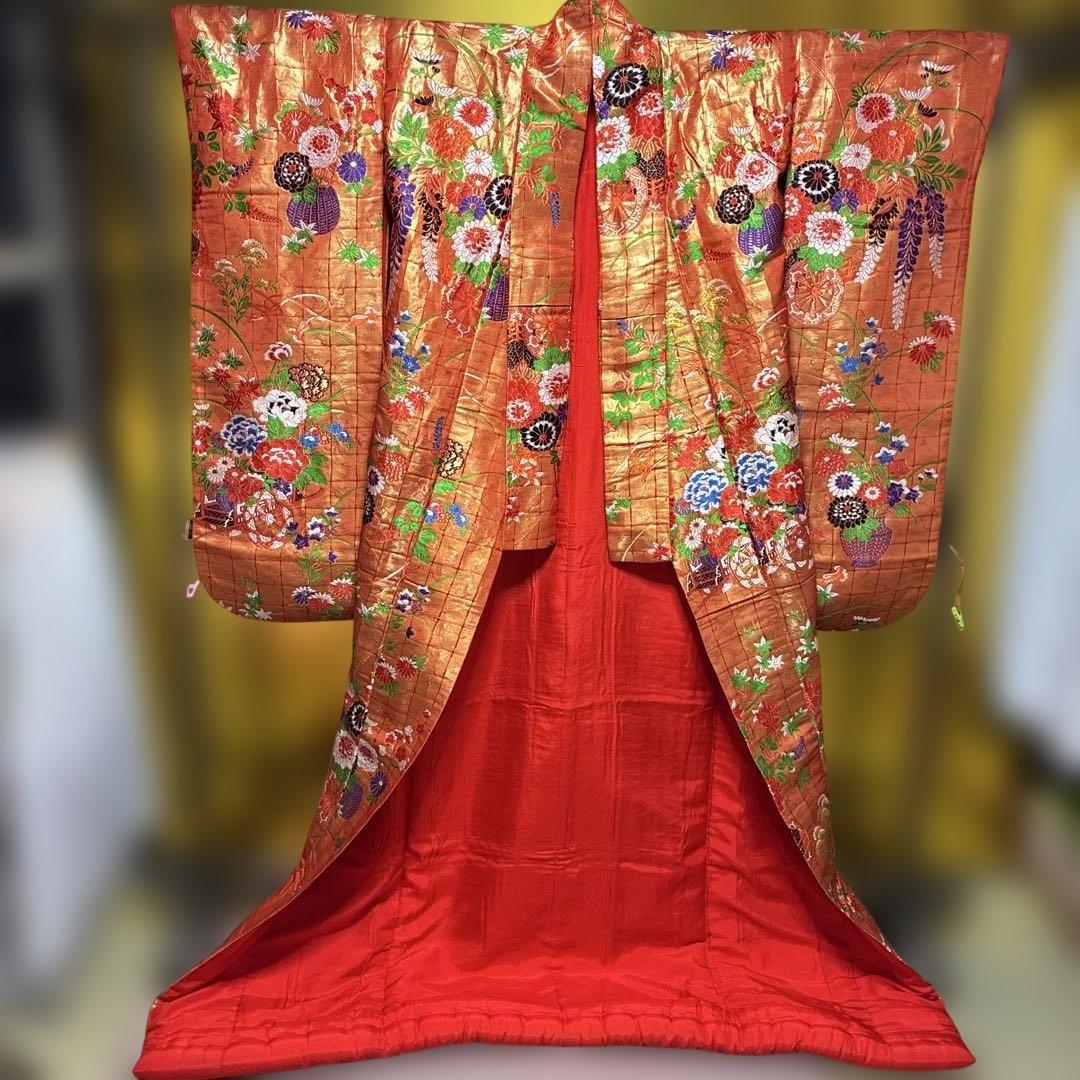 Uchikake Iro-uchikake Wedding Kimono Nishijin-ori Pure Silk Flower Cart