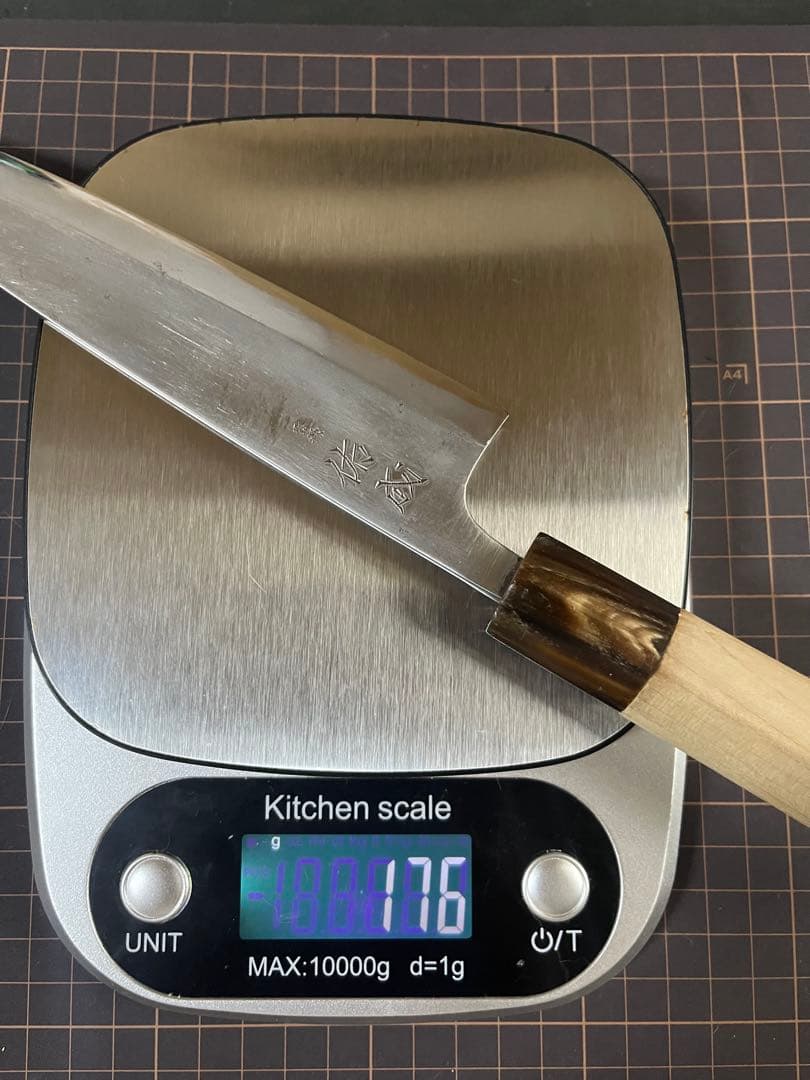 Yusei Deba Knife Minoroshi Hosodeba Shirogami No.2 Buffalo Horn Handle 18 cm