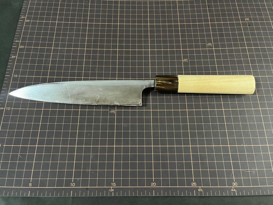 Yusei Deba Knife Minoroshi Hosodeba Shirogami No.2 Buffalo Horn Handle 18 cm