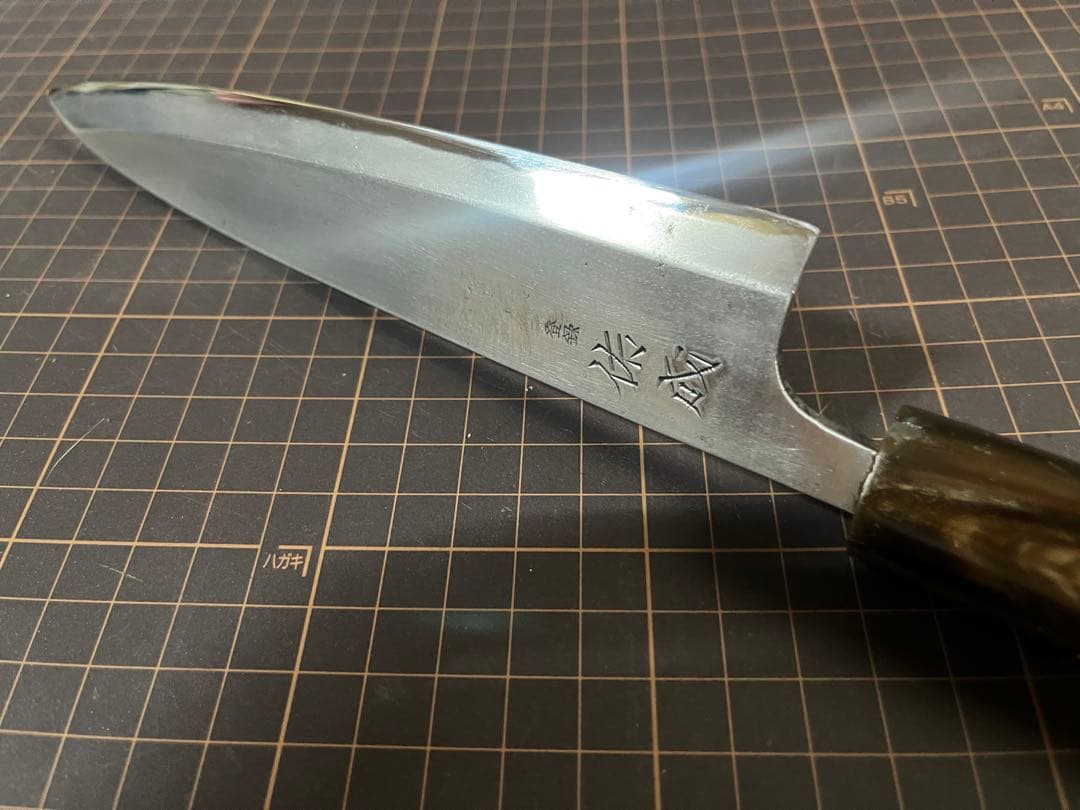 Yusei Deba Knife Minoroshi Hosodeba Shirogami No.2 Buffalo Horn Handle 18 cm