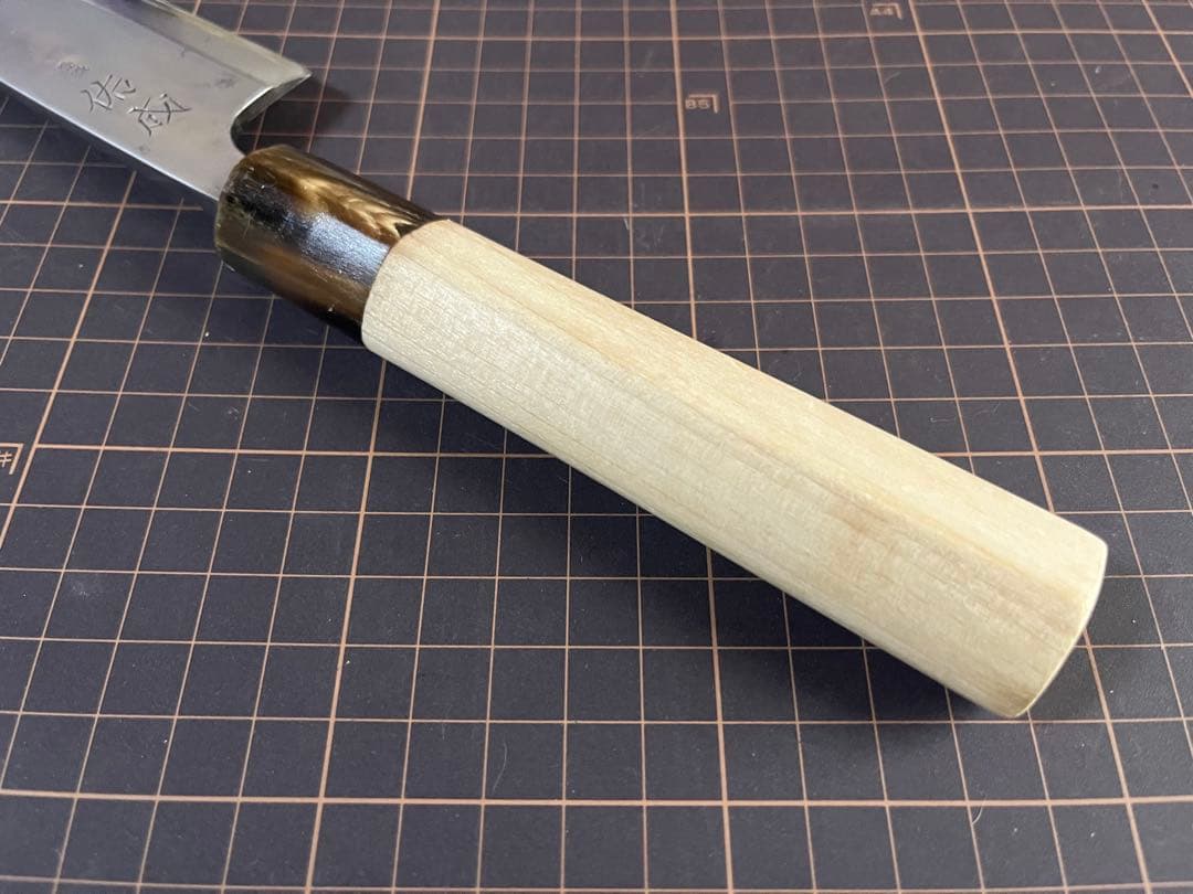 Yusei Deba Knife Minoroshi Hosodeba Shirogami No.2 Buffalo Horn Handle 18 cm