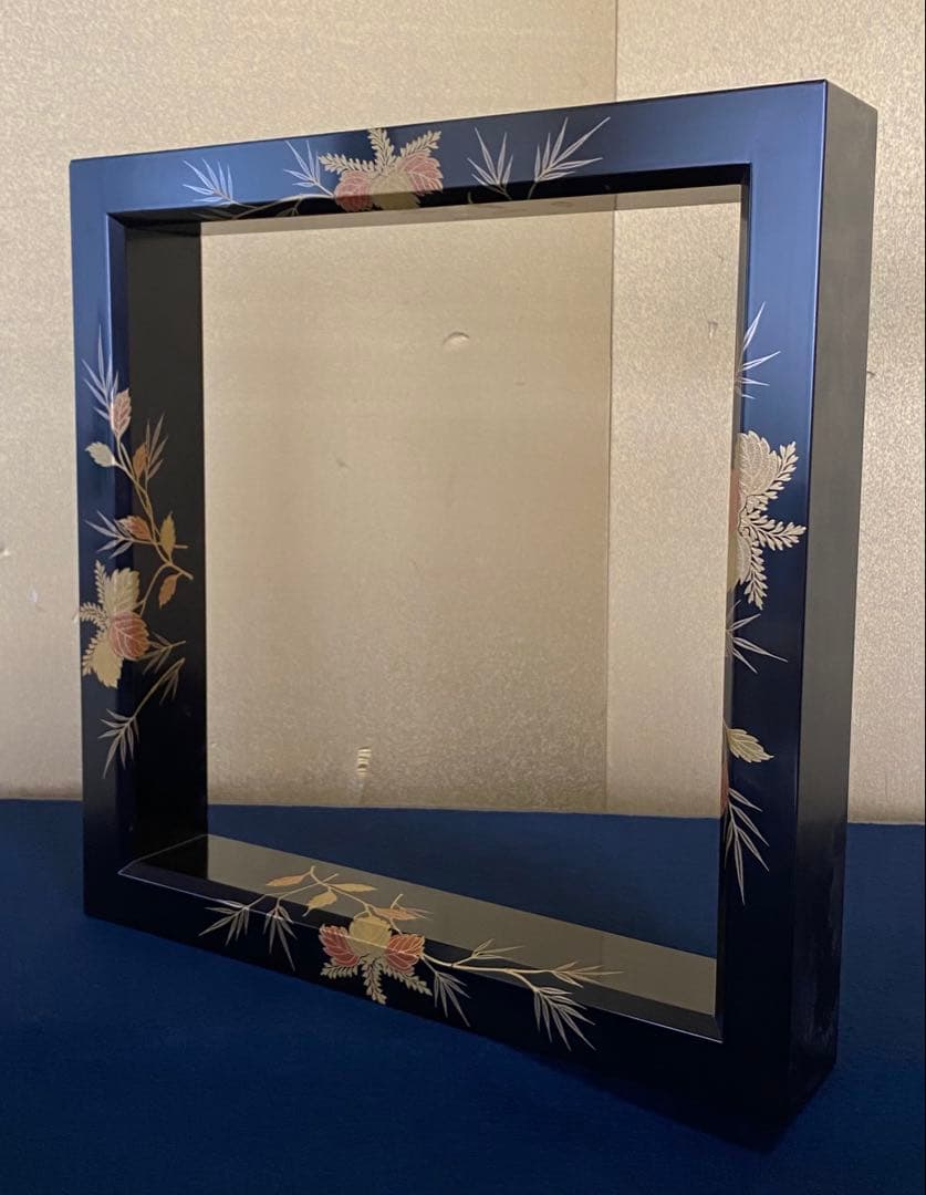 Keishin Japanese Tea Ceremony Robuchi Hearth Frame Shinnuri Lacquer Kiri Take Maki-e Approx. 42 cm square x height approx. 6.5 cm